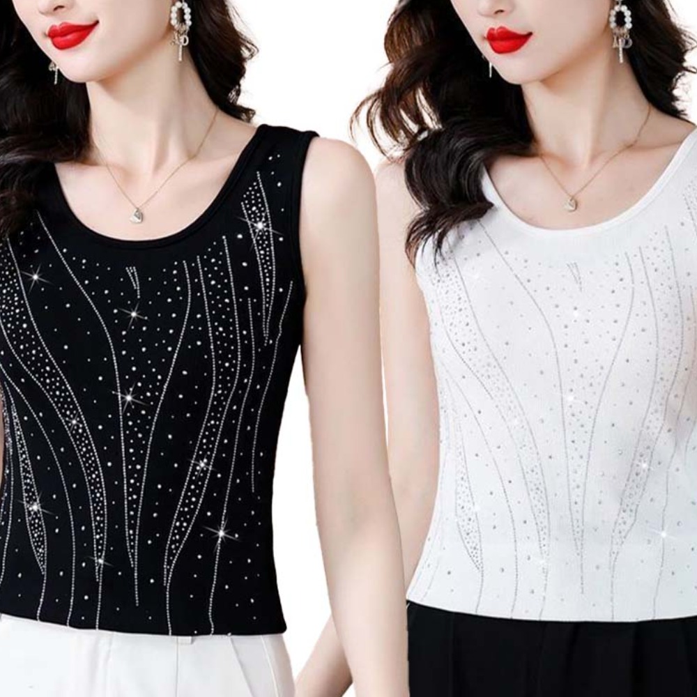 IWMAFT 2종 세트 여성 여름 간절기 슬림핏 나시 탑 큐빅 포인트 라운드넥 이너 레이어드 데일리 FC81 16,000원