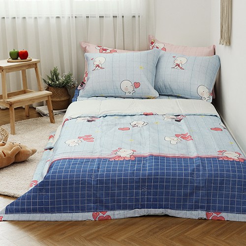 집에 옴팡이 여름풍기인견 누빔이불,패드,베개세트(SS)_6color 유아동이불세트, 블루 210,000원