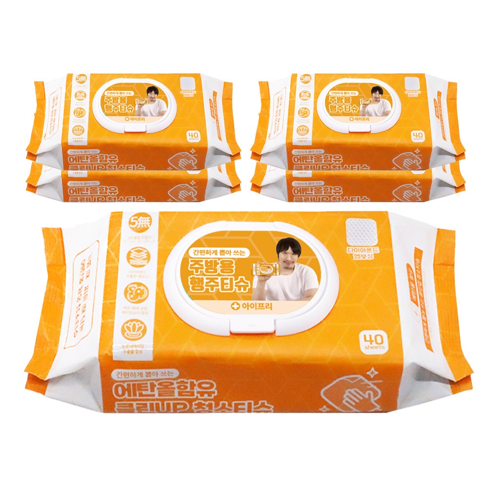 세균닦는 행주티슈 주방용 키친타올 일회용 티슈 40매5팩, 40매, 5개 25,000원