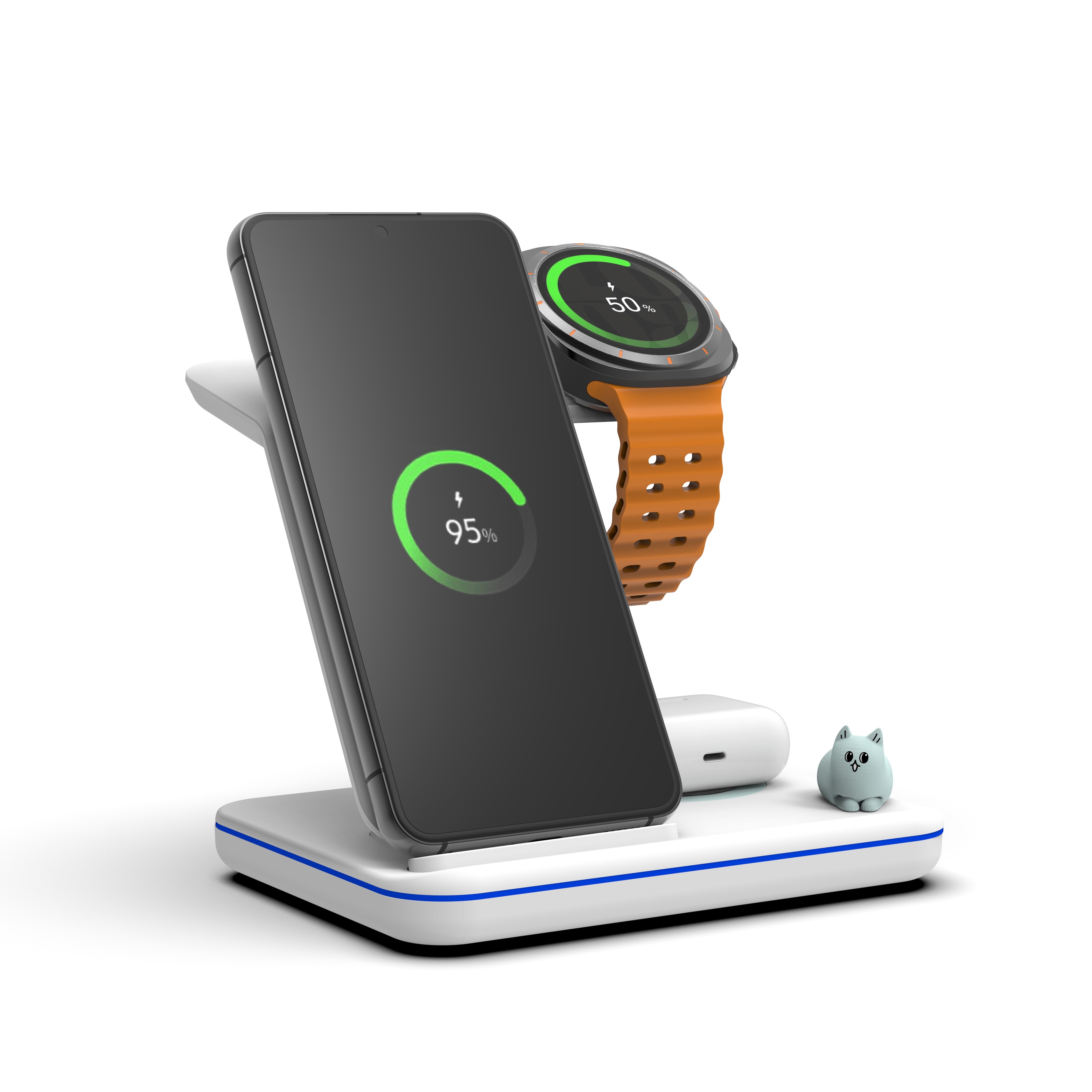 라온 3in1 고속무선충전기 갤럭시워치8 호환 갤럭시s z플립 폴드 버즈 무선충전, 1개, 화이트 35,800원