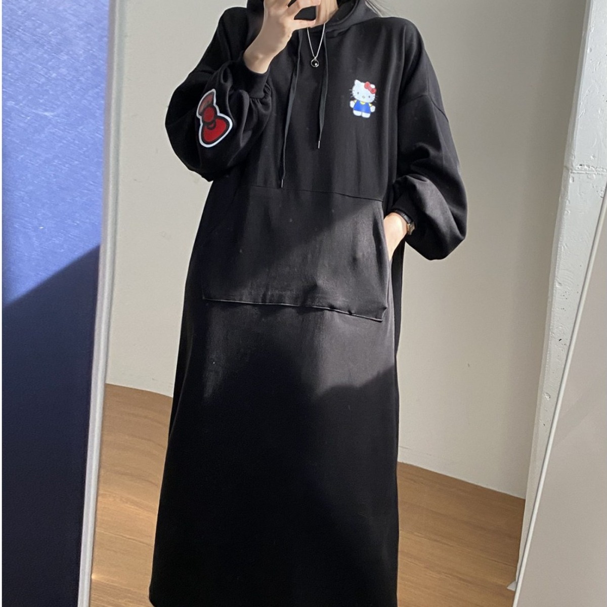 여성 루즈핏 긴팔 캐릭터 면혼방 홈웨어 임산부 롱원피스 37,900원