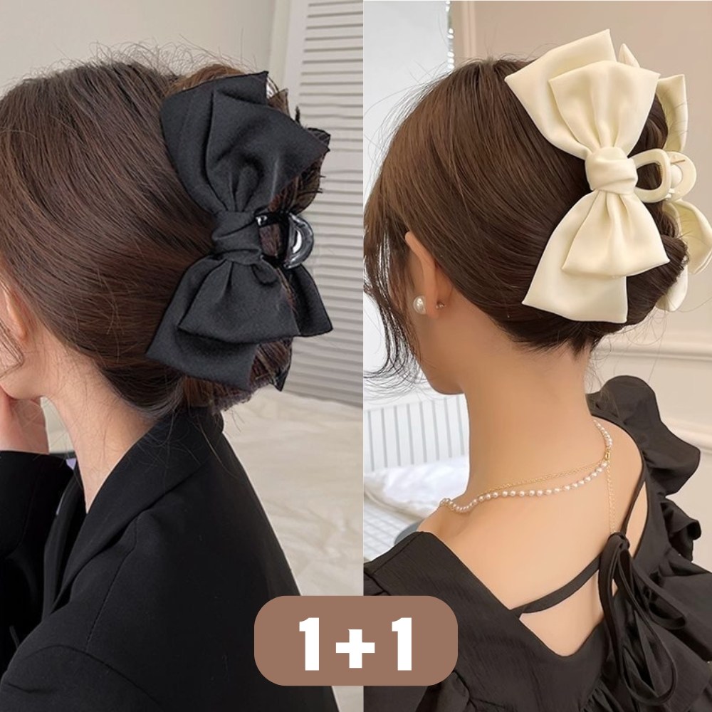 1+1 리본 포인트 집게핀 15cm 빅사이즈 왕 여성 헤어핀 대형 올림머리 반묶음 머리핀 13,300원