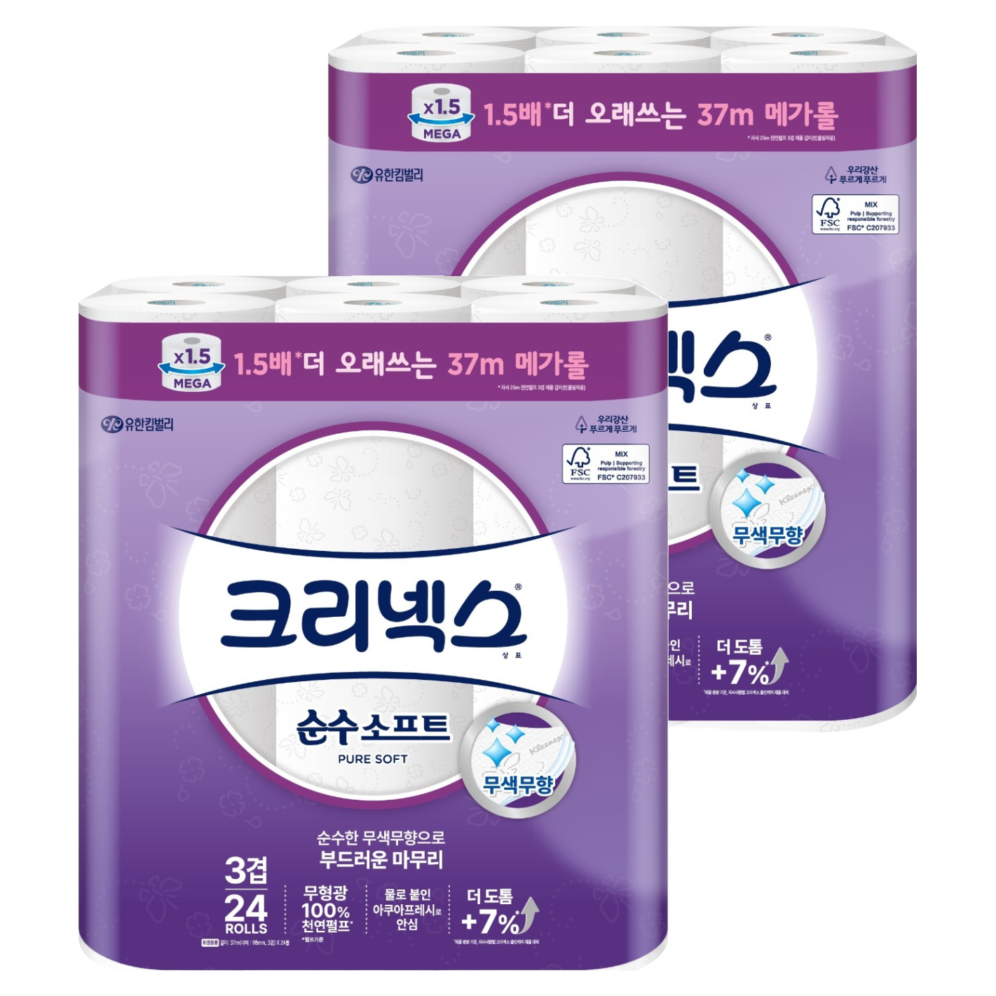 크리넥스 순수소프트 천연펄프 3겹 롤화장지 35,830원