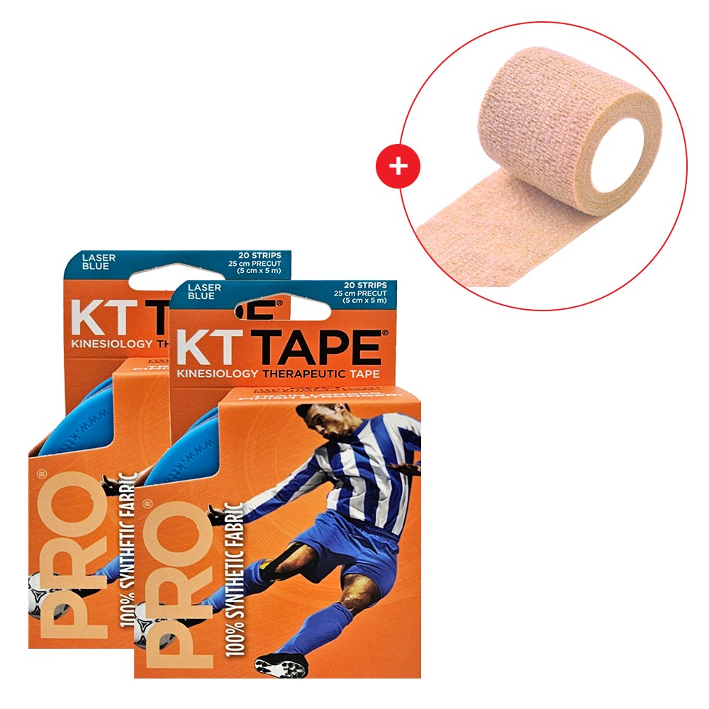 [오렌지팜] KT TAPE 케이티 테이프 프로 Pre-cut 레이저 블루 2개 + 자가점착붕대 / 스포츠 테이핑 키네시올로지 손목 무릎 어깨 근육 48,000원