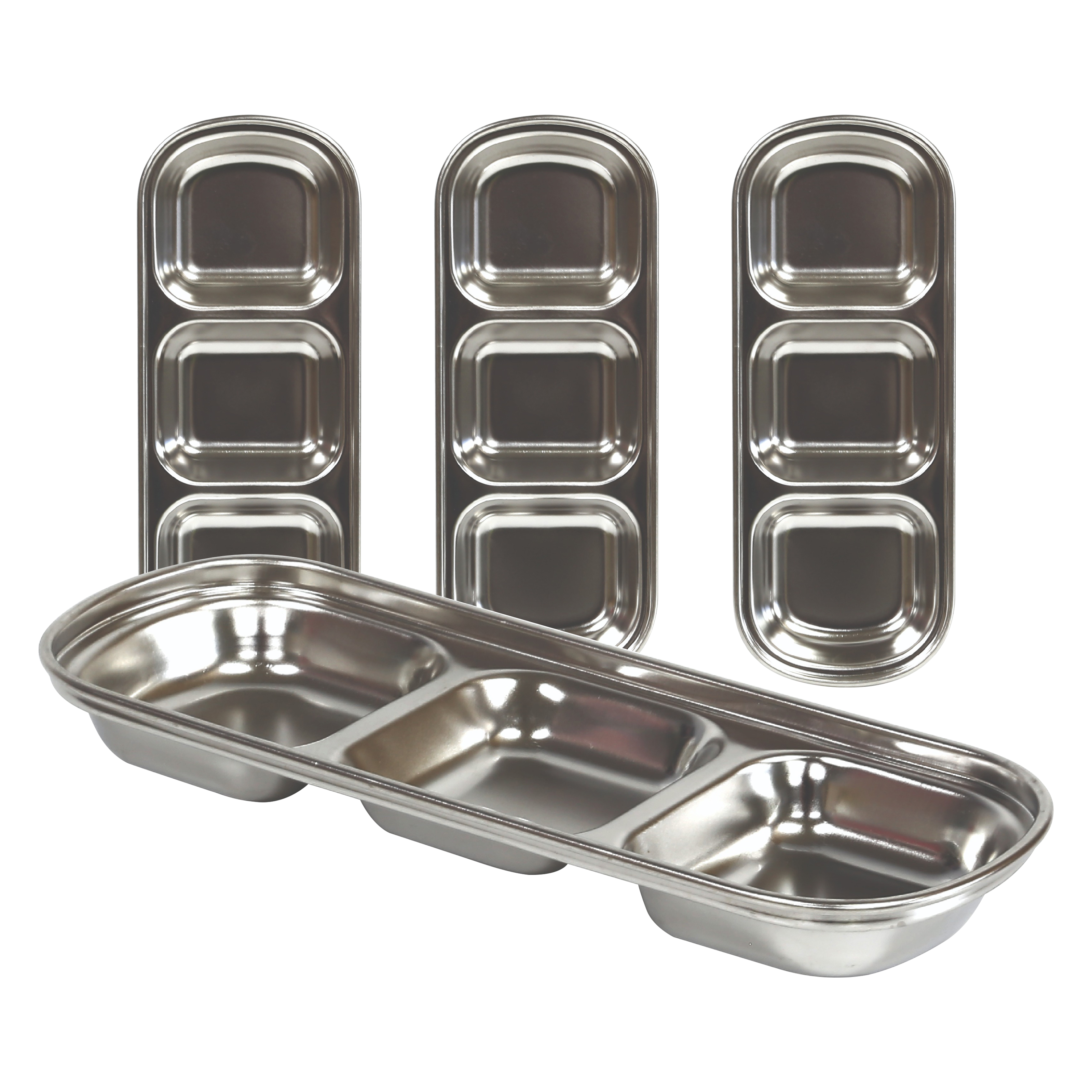 프라이스리스 스텐 3칸 찬기, 실버, 4개 11,400원