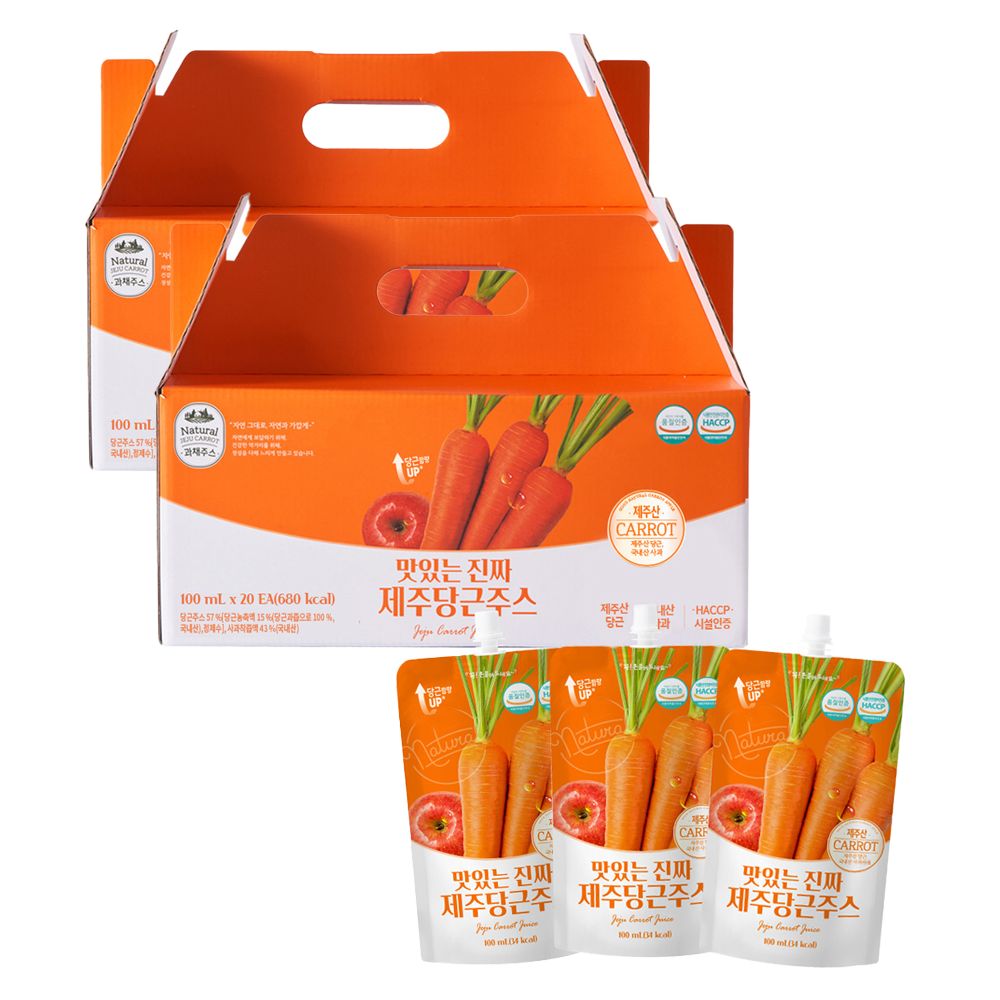 유기농마루 정품 국내산 맛있는 진짜 제주당근주스 20p, 2L, 2박스 42,120원