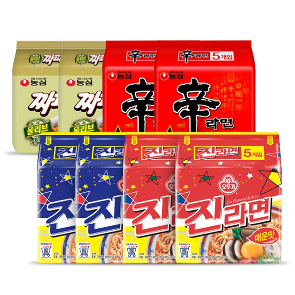 농심,오뚜기 인기라면 4종 (신라면+짜파게티+진라면 매운맛+진라면 순한맛 각 5입)*2개, 1개 48,000원