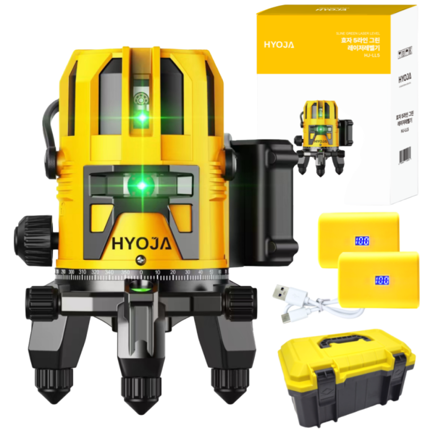 효자 5라인 그린 레이저레벨기 레이져레벨기 미니 자동 소형 수직 수평측정기, 1개 89,000원