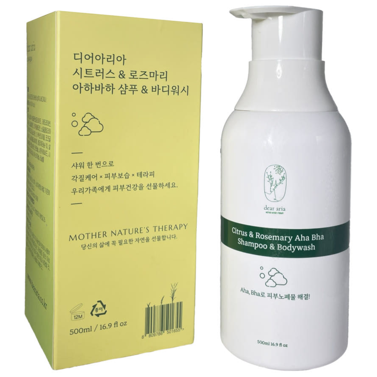 디어아리아 대용량 올인원 샴푸 바디워시 군대 등드름 가드름 아하바하 시트러스 샴푸겸용바디워시, 4개, 500ml 119,200원