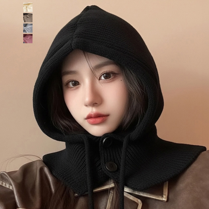 보니타콜렉티드 여성 빅사이즈 스트링 동글 니트 바라클라바 넥워머 17,360원