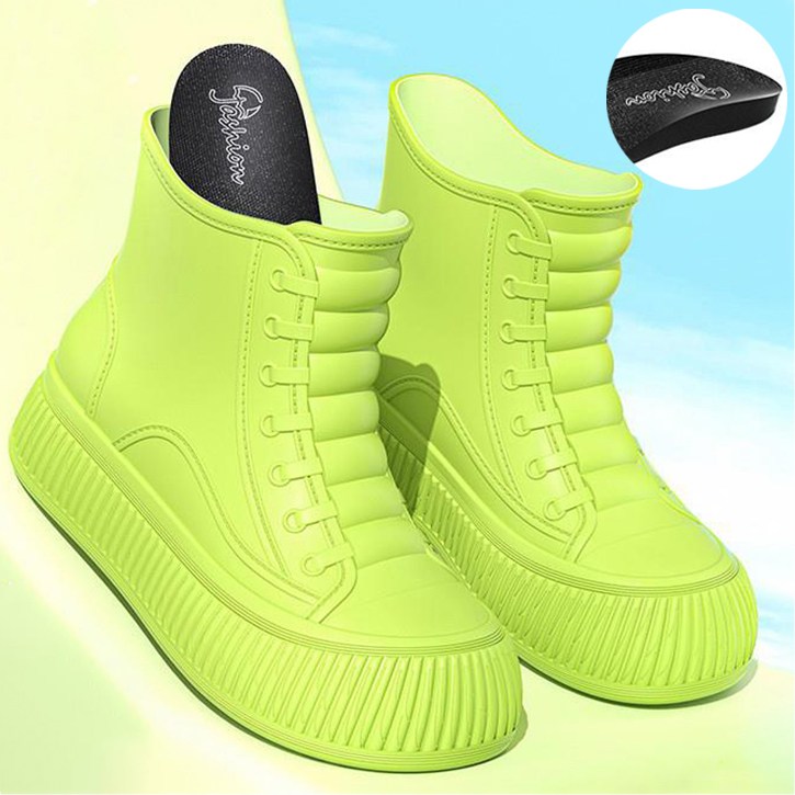 여성 파스텔 발편한 레인슈즈 논슬립 키높이 깔창 방수 레인부츠 캐주얼 발목장화 12,880원