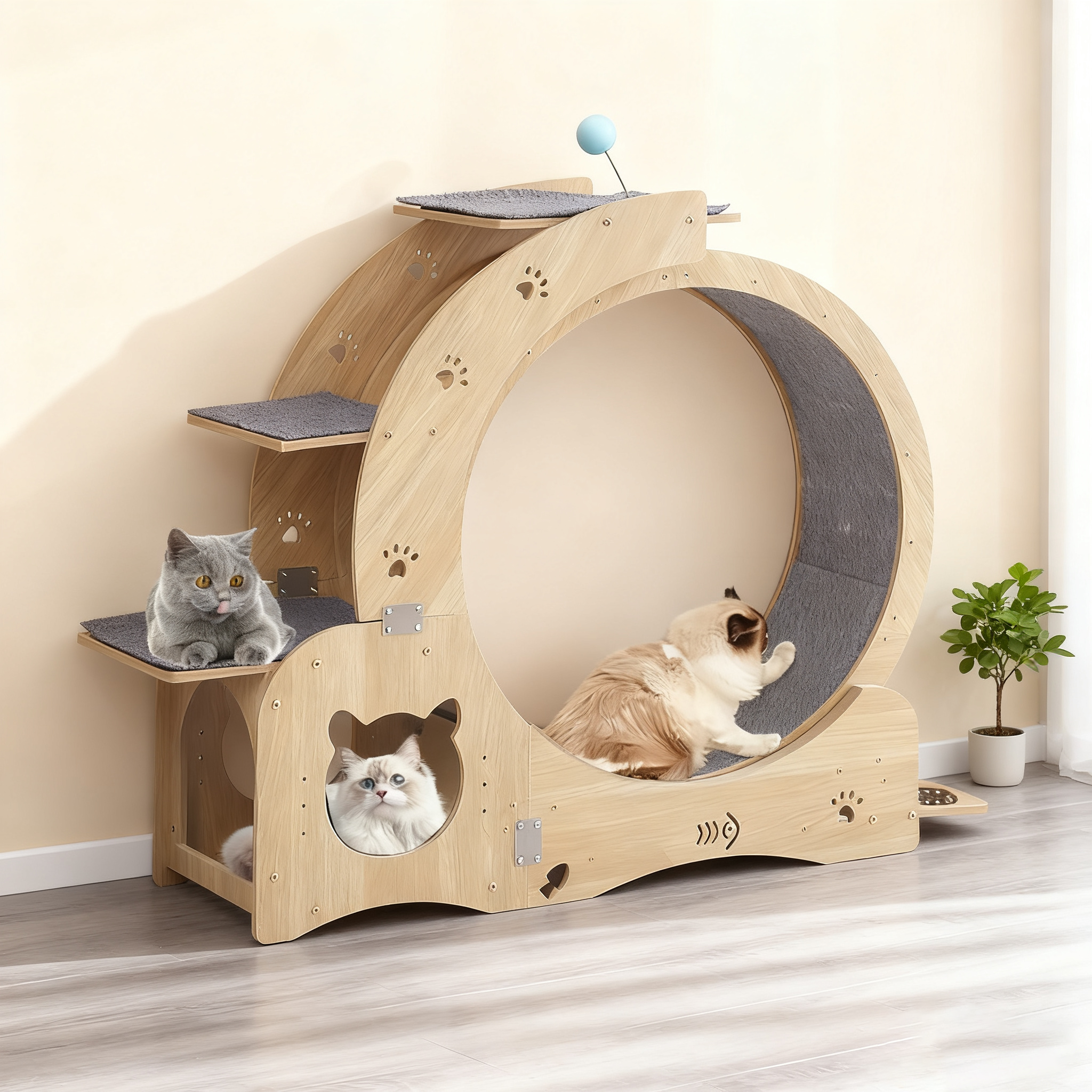 New World 고양이 캣 휠 워커 트레드밀 스크래쳐 펫 롤링 장난감 고양이 러닝머신 고양이 기어오르기 장난감 고양이 그릇 일체형 MPD02 98,950원