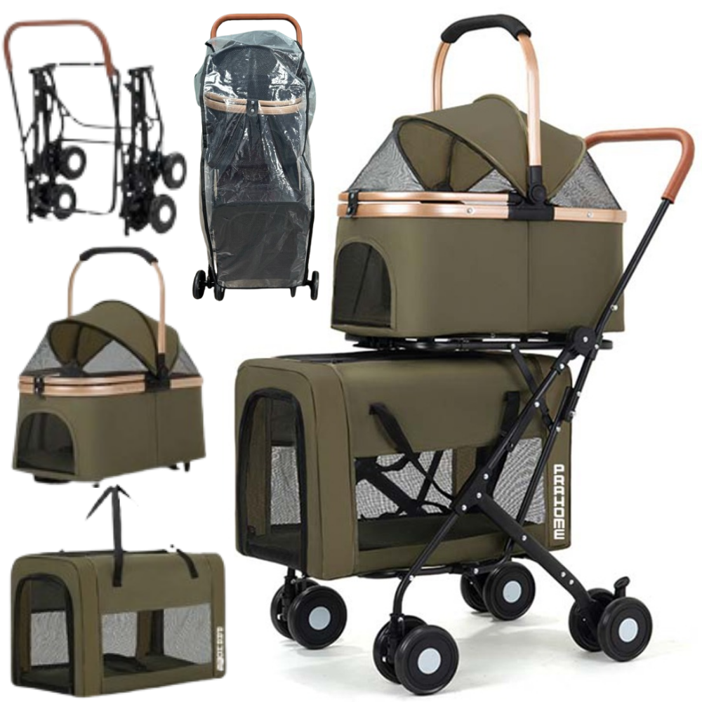 프라홈 올인원 개모차 2단 분리형 폴딩 방한 우비 코트 반려동물 유모차 138,880원