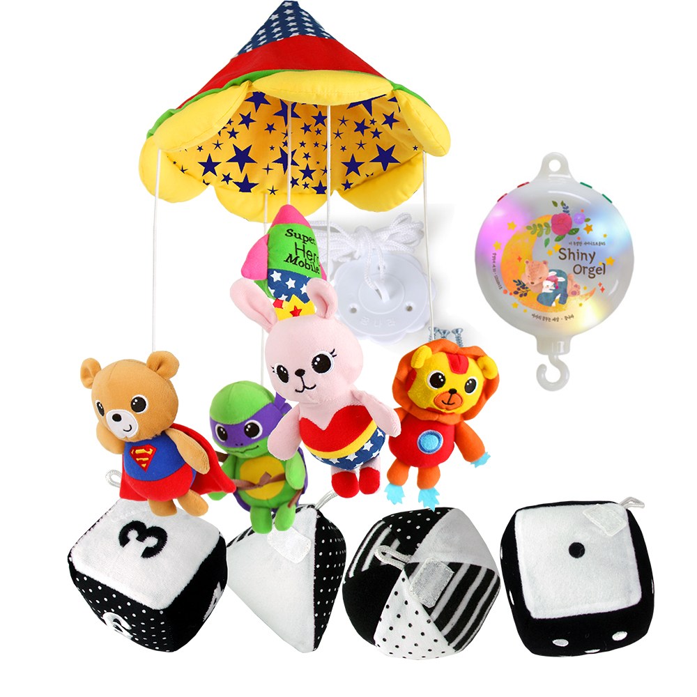 꿈나라 모빌, 슈퍼히어로 흑백컬러 더블모빌+샤이니자동오르골, 1개 36,800원