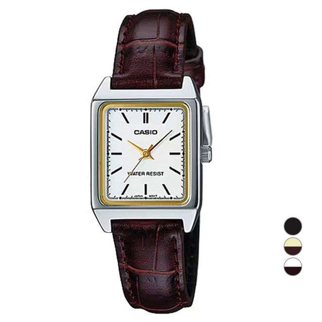카시오 여성용 아날로그 사각 가죽 손목시계 LTP-V007L + 배터리교환권 세트 30,590원