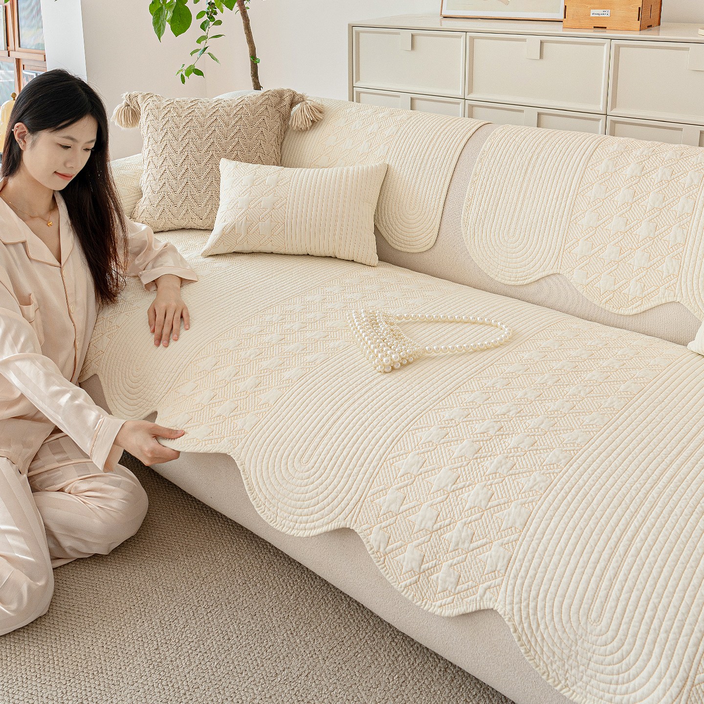 FEIFAN 실용적 순면 미끄럼방지 퀼팅 소파패드 4인용 21,740원