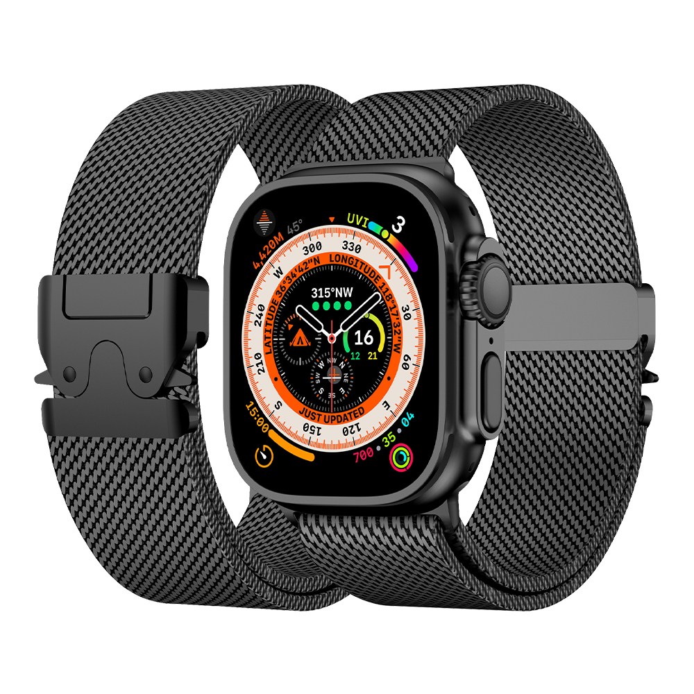 엔인원 애플워치 울트라 밀레니즈 스트랩 스테인리스 메탈 디버클 메시 디자인 시계줄, 블랙, 1개 29,900원