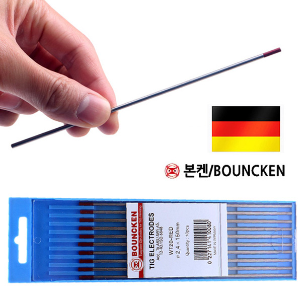본켄 독일 정품 텅스텐봉 2.4mm 낱개 1개 WT-20 토튬 2.4파이 텅스텐 용접봉 텅스텐용접봉 알곤용접봉 티그봉 티그용접봉 독일산 고급형, 1개 7,950원