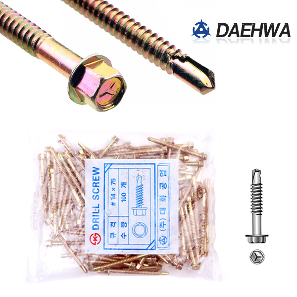 판넬피스 1봉지 육각 머리 #14 x 19 32 38 50 65 75 80 100 120 130mm 직결피스 양날나사 직결육각볼트 샌드위치판넬 피스 판넬못 나사못 H빔 형강 스큐류 21,950원