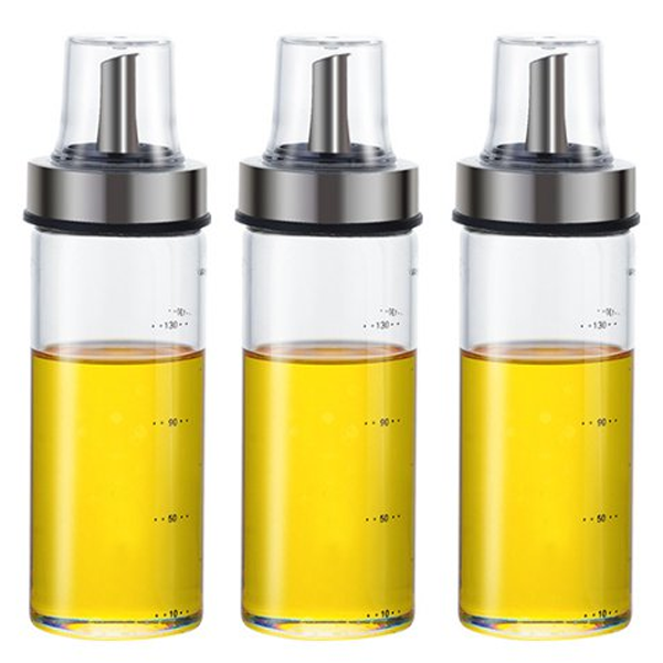 카페로메오 내열 유리 스텐일자캡 오일병 양념병 3p + 스티커, 200ml, 1세트 15,800원