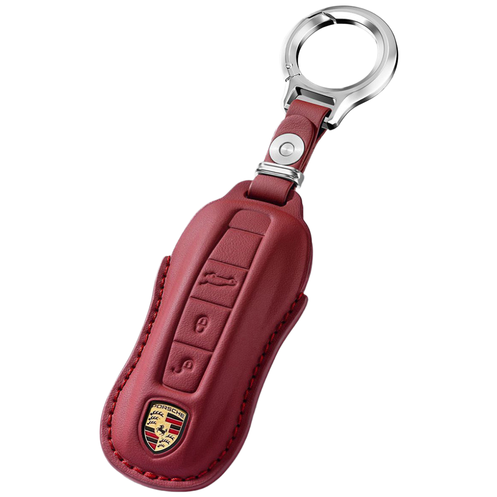 최고급 천연소가죽 포르쉐 키 케이스 카이엔 마칸 타이칸 911 718, 단일상품, 레드와인 43,000원
