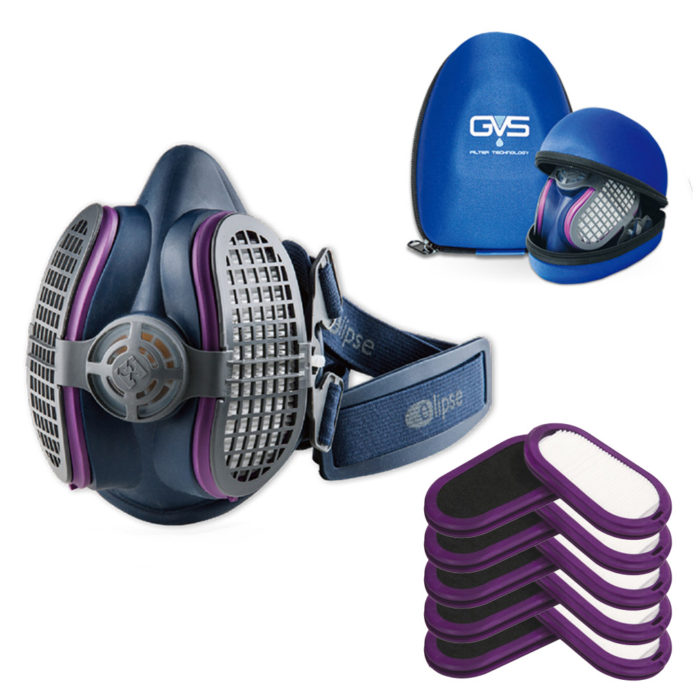 GVS 일립스 특급 탈취 방진마스크 세트 P100 필터장착 SPR449소형 SPR456대형 (본품+교체필터5+케이스1) 먼지 규진 석면 콘크리트 시멘트 유리섬유 석탄 납분진 금속 76,900원