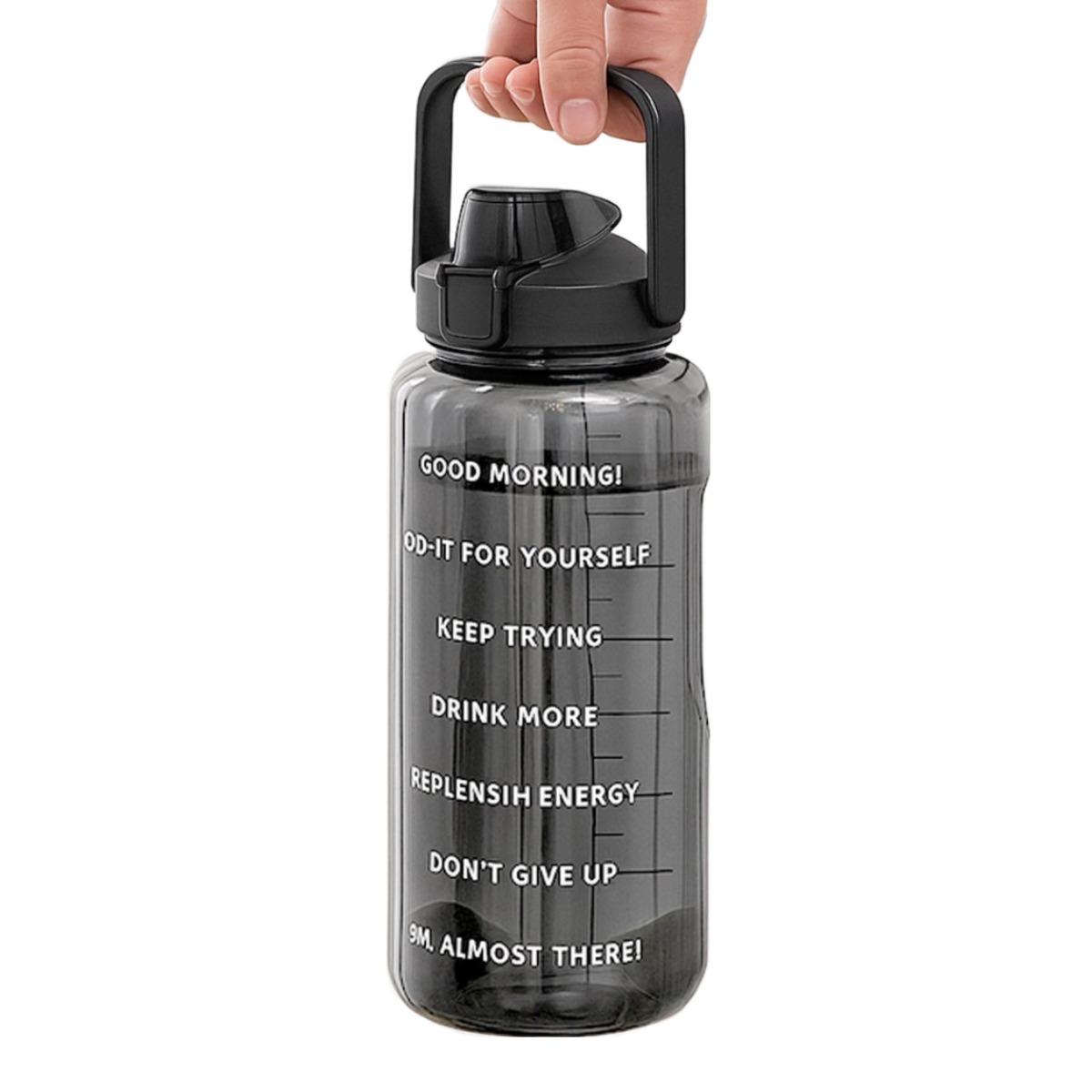 미라클루틴 2L 대용량 시간체크 텀블러 물병 보틀, 1개, 2L, 블랙 9,900원