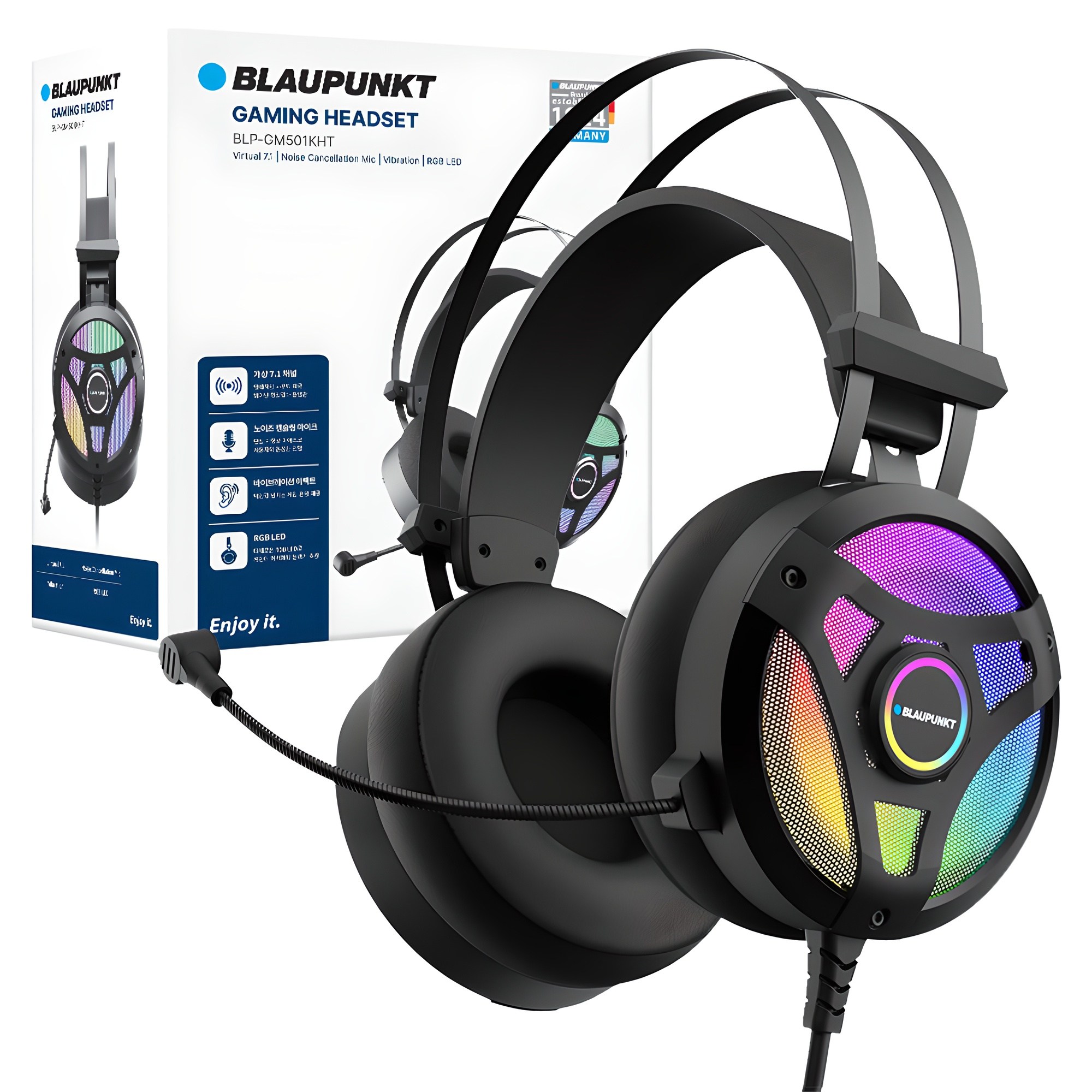 블라우풍트 7.1 채널 노이즈캔슬링 파워 진동 RGB 게이밍 헤드셋, 블랙, BLP-GM501 42,800원