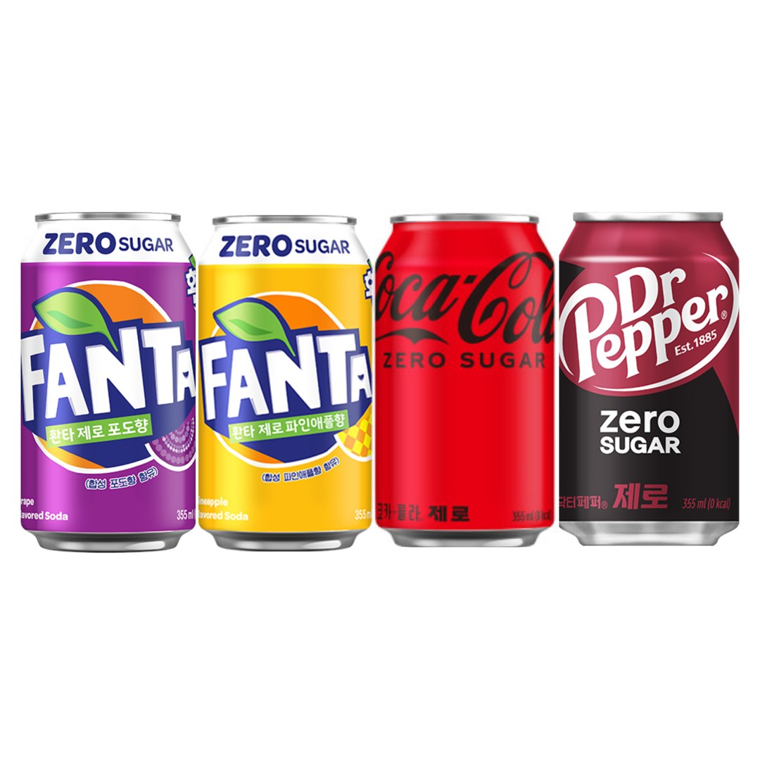 오늘쇼핑 [제로뚱캔 기획전] /코카콜라제로 6캔+환타파인애플제로6캔+환타포도제로6캔+닥터페퍼제로6캔 총 24캔 19,900원