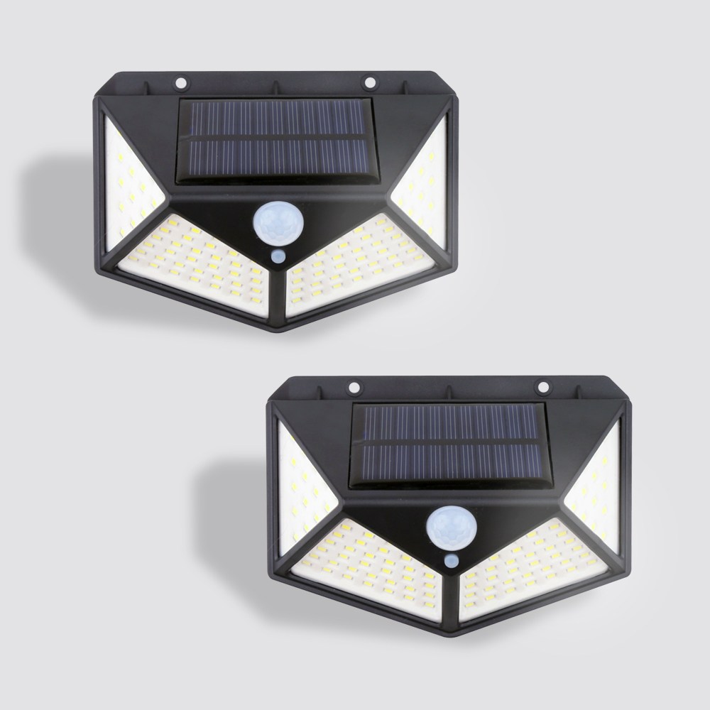 솔까든 태양광 100LED 센서 감지 벽두등 2개입 정원등 3모드벽등, 블랙2 18,000원