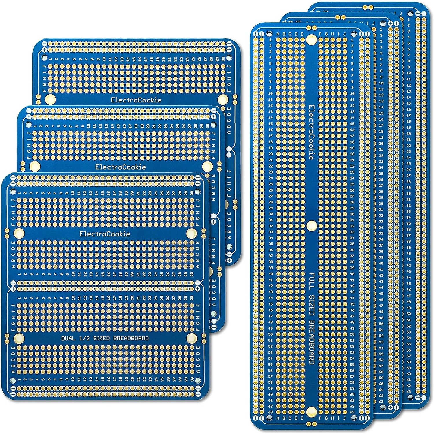 PCB기판 브레드보드형 만능기판 Full Size(173x52mm) + Dual Half Size(97x 89mm) 아두이노 및 개발용, 총 6팩 17,900원