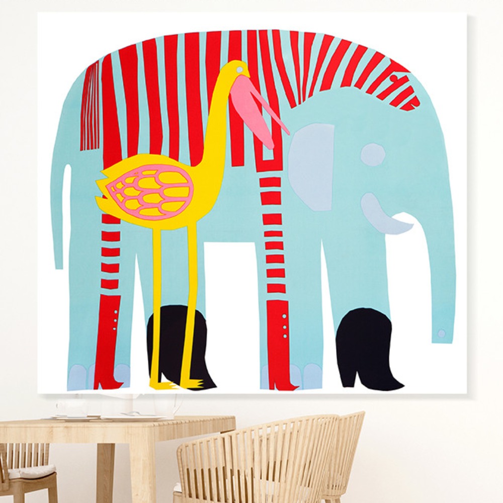 마리메꼬 대형코끼리 멀티컬러 일러스트 대형 패브릭액자, 멀티컬러 488,520원