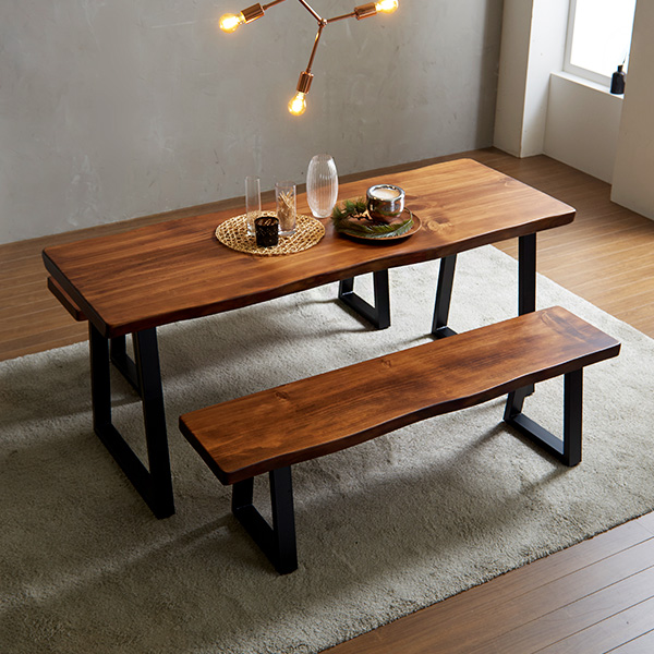 더끌림 꼼마 1600 뉴송 우드슬랩 원목 4인용 식탁+벤치1 IKCM01 1,091,000원