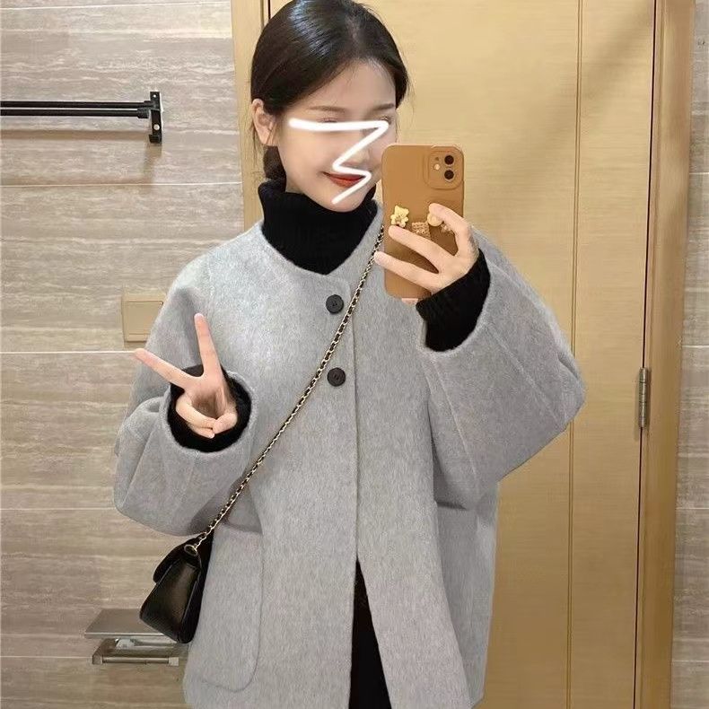 여성 모직 코트 캐주얼 가을 겨울 상의 아우터 루즈핏 도톰 자켓 여자 기질 클러식 노카라 모직 코트 CY 27,510원
