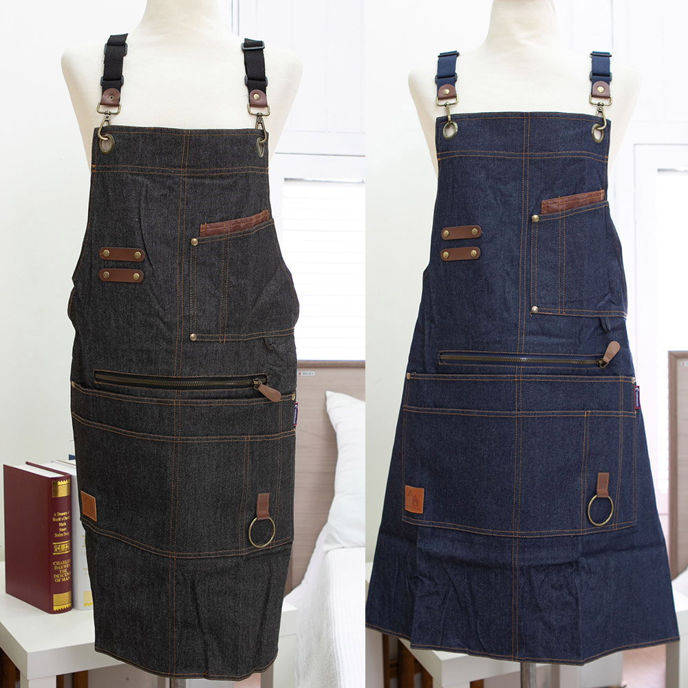 꿀몽 데님 자크 앞치마 어린이집 앞치마 카페앞치마 장사앞치마 미술앞치마 회화앞치마, 데님스타일 흑청, 1개 24,000원
