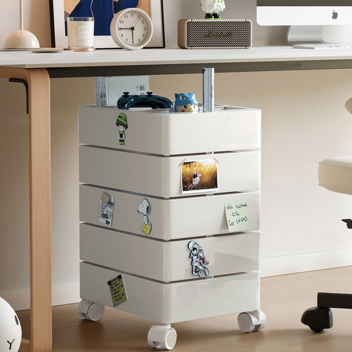 국내생산 가규 회전 트롤리 5단 3colors, 화이트 57,000원