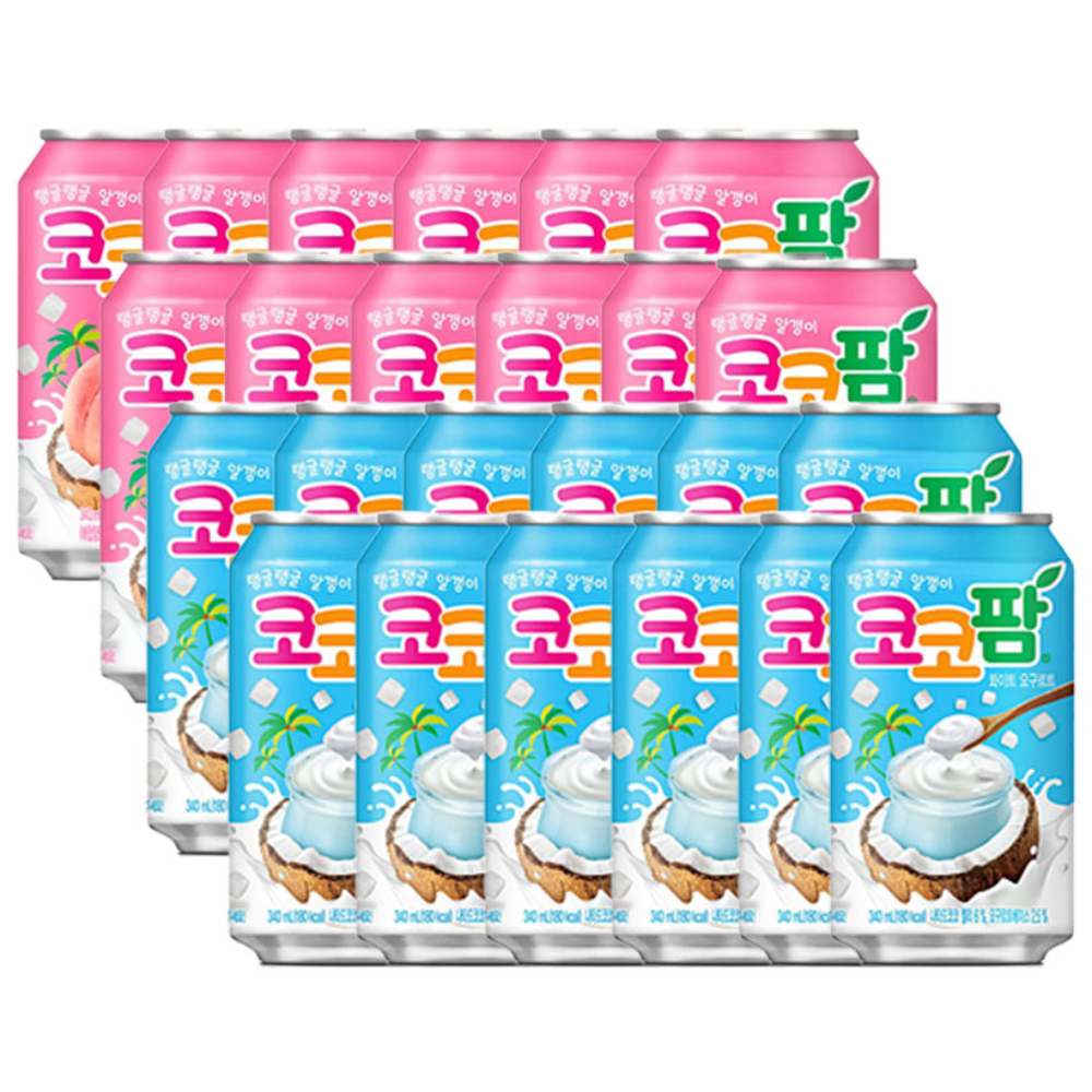 해태 코코팜 화이트 요구르트 340ml 12개+피치핑크 340ml 12개 코코넛 젤리 과즙음료, 340g, 24개 27,350원
