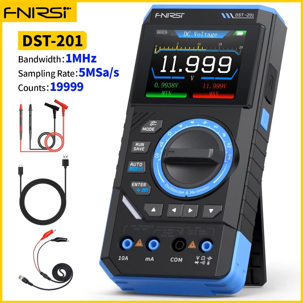 FNIRSI DST210 3-IN-1 디지털 멀티미터 다기능 테스터 10MHz 48MSa/s 샘플링 속도 오실로스코프 0-50KHz신호 발생기 97,200원
