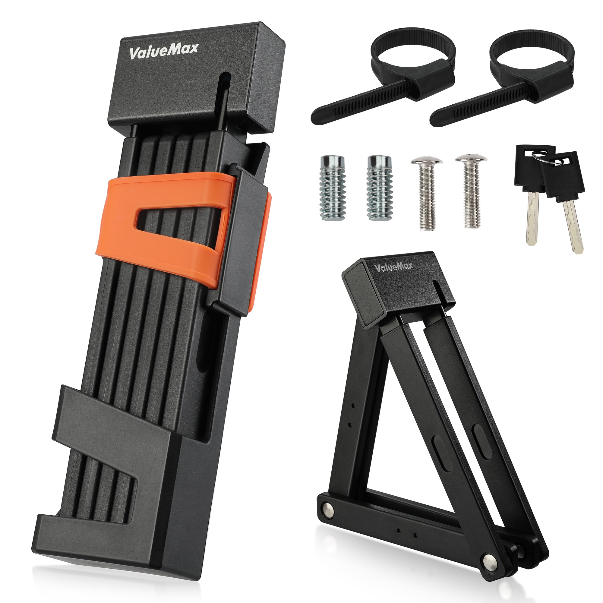 ValueMax 접이는 잠금 자전거 자물쇠 휴대용 관절락, 1세트, 오렌지 38,700원