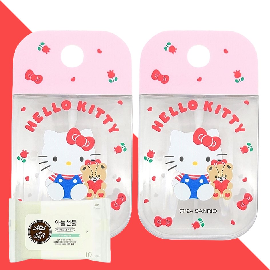 산리오 헬로키티 포켓 스프레이 용기 50ml 2개(+하늘선물 물티슈 10매) 8,910원