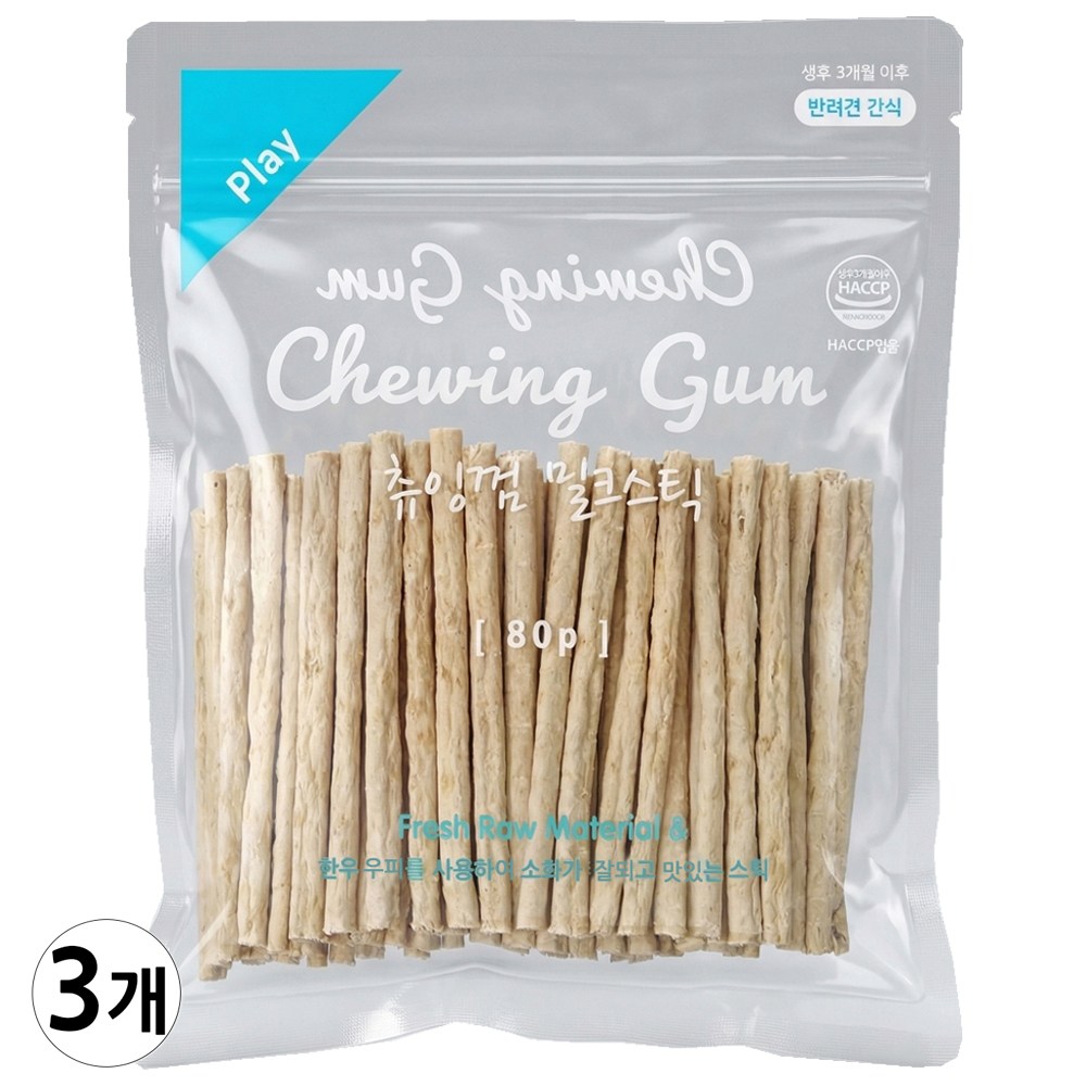 굿데이 강아지 츄잉껌 대용량 밀크스틱 80P (국내산 소가죽 오랄케어 간식), 3개, 240g, 밀크스틱 맛 31,500원