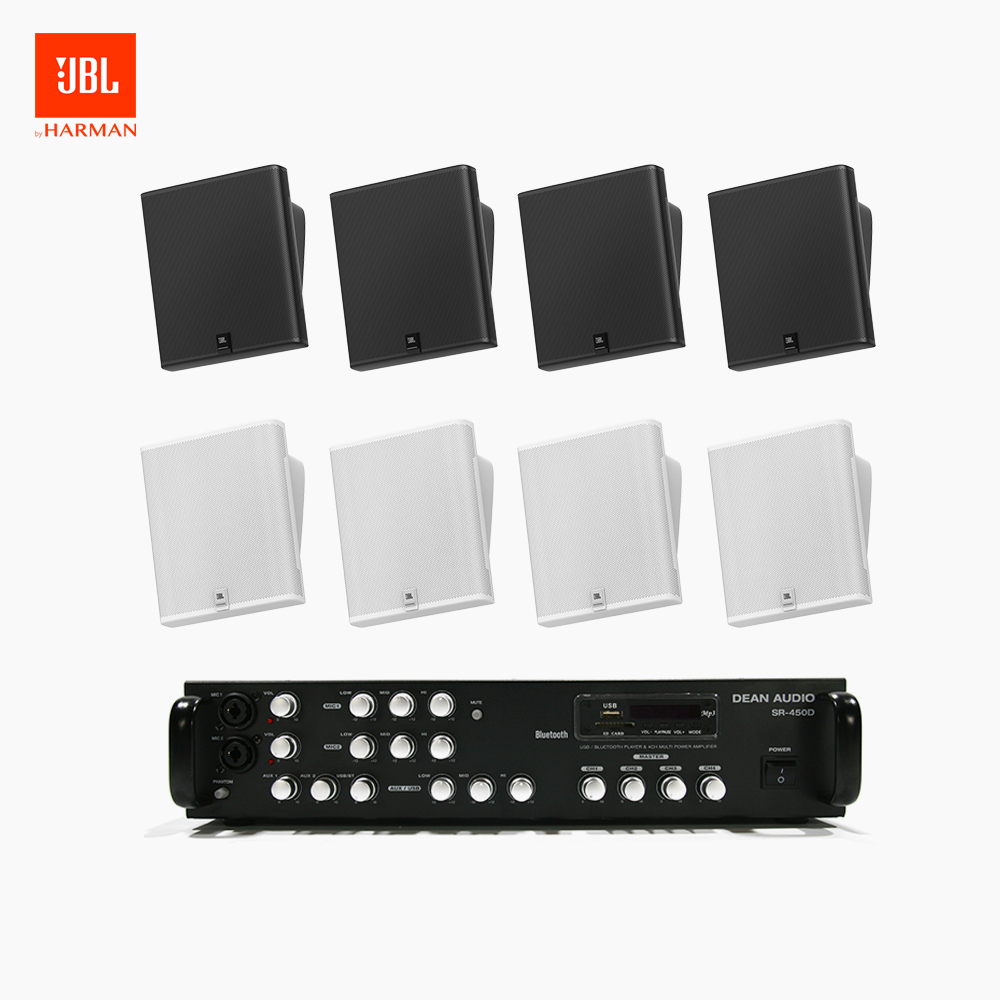 JBL 매장 카페 회의실 상업용 SLP-12T 벽걸이 라우드 스피커 8개+SR-450D 4채널 앰프 음향패키지 2,992,000원