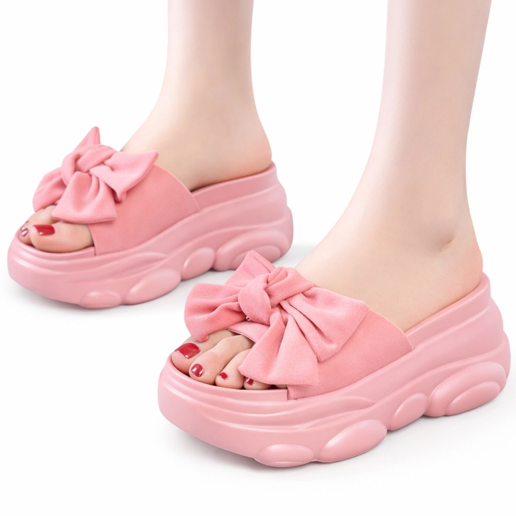 차쿠 통굽 슬리퍼 키높이 리본 굽있는 플랫폼 여자 여름 발편한 푹신한 쿠션 (8cm) B004 29,800원