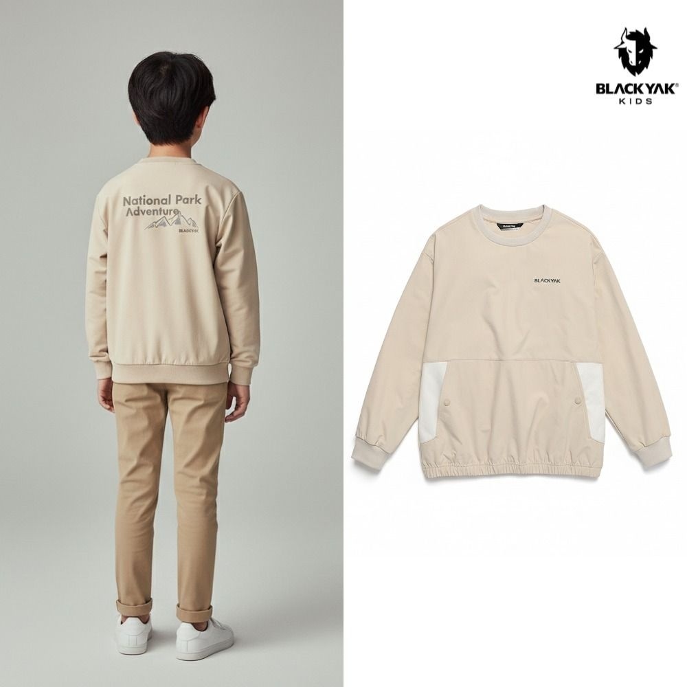 [백화점정품] 블랙야크 키즈 [백화점출고] 블랙야크키즈 맨투맨 남아 스톤 우븐 티셔츠 라이트 베이지 오버핏 긴팔 1BKTSF4908LE 잦은 세탁에도 처음 핏 그대로 105,020원