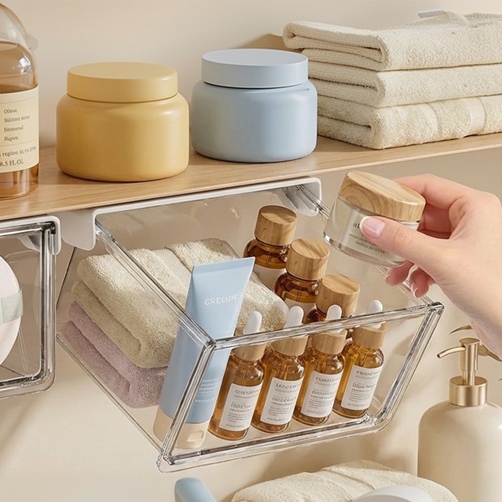 카로히포 부착식 붙이는 무타공 다용도 슬라이딩 서랍 정리함 소형 6,000원