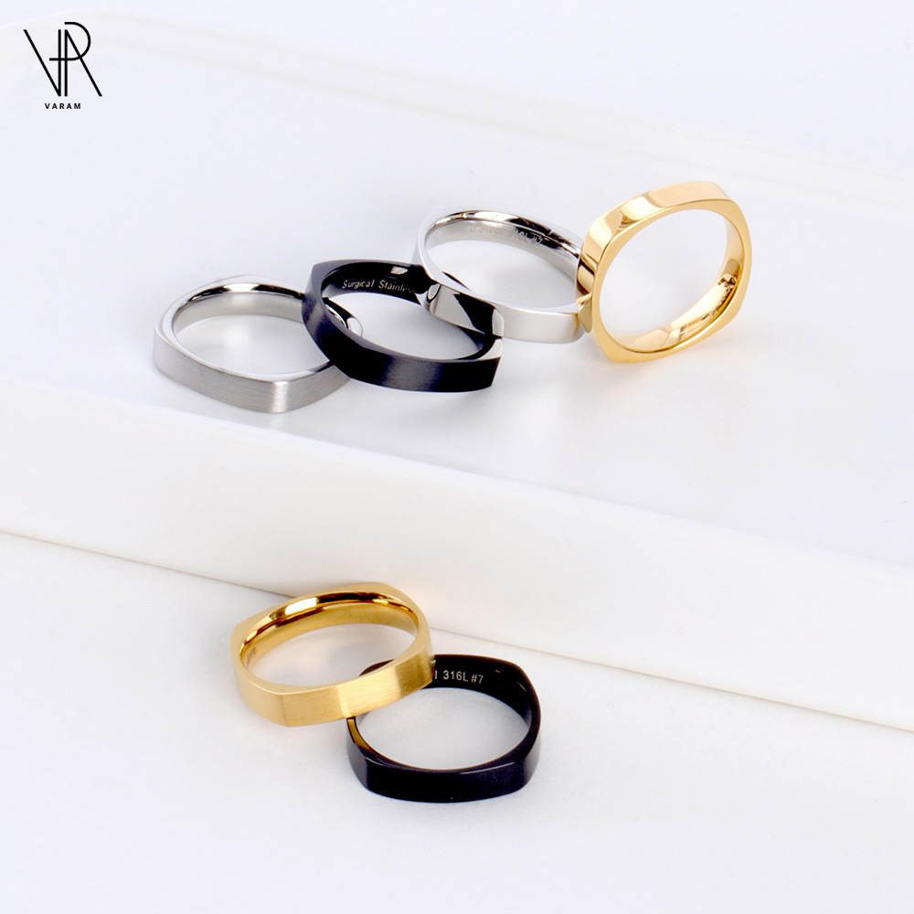 VARAM 써지컬316L스틸 4mm 데일리 민자 사각반지 12,900원