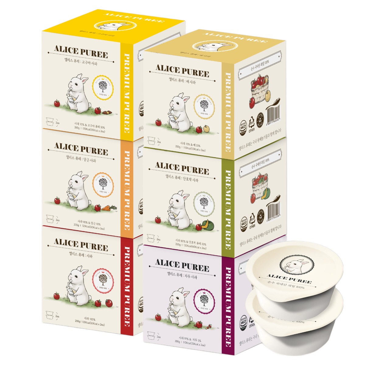 앨리스 과일 퓨레 모두모아 6박스(사과,배사과,당근사과,자두사과,고구마사과,단호박사과 각 1박스), 6개 28,900원