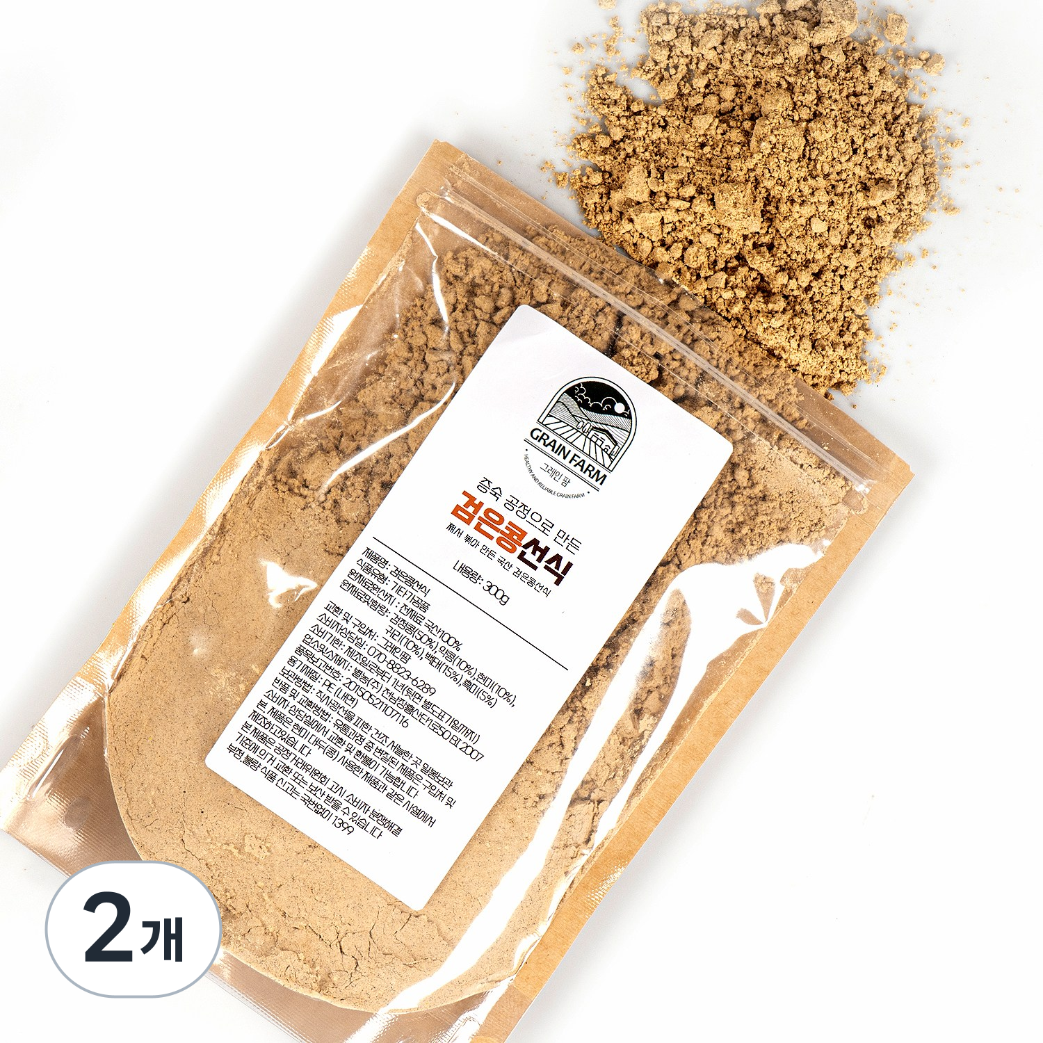 그레인팜 국산 검은콩선식 서리태약콩60% 72시간 증숙볶음 고소한 아침대용선식, 2개, 500g 31,030원