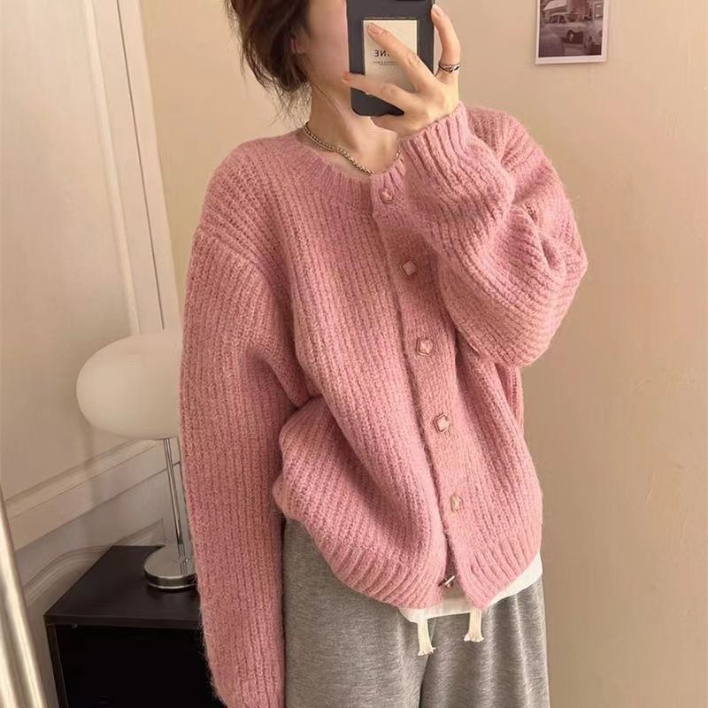 녕동 여성 가을 겨울 니트 카디건 부드러운 도톰한 루즈핏 라운드넥 스웨터 코트 29,200원