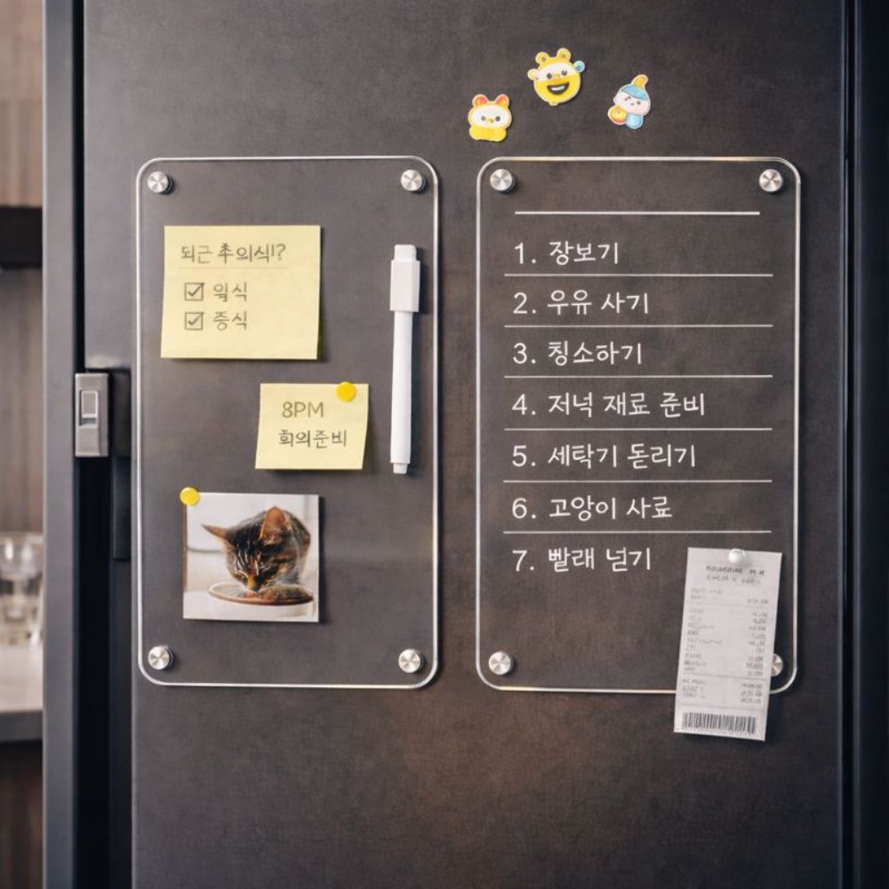 말랑버튼 냉장고 투명 아크릴 자석 메모보드, 아크릴 12,000원